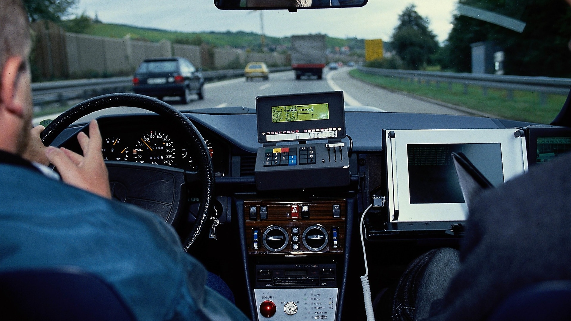 Working towards traffic without accidents: adaptive cruise control in testing as part of the PROMETHEUS research project (1986 to 1994).