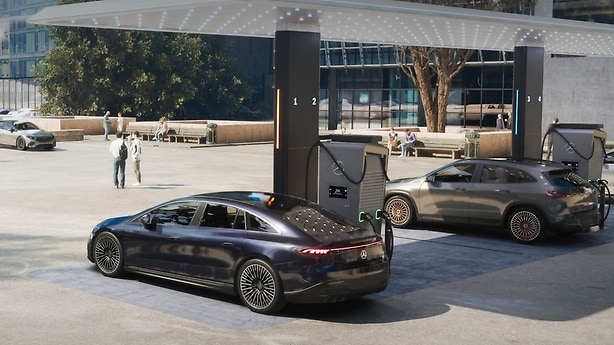 Mercedes-Benz EQS charging.