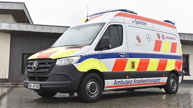  The first all-electric ambulance (eKTW) based on the eSprinter. 