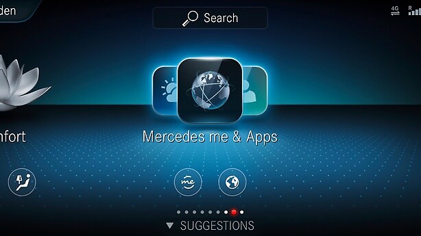Das Infotainment-System „MBUX“ (Mercedes-Benz User Experience). Innovative Technologie basierend auf künstlicher Intelligenz.