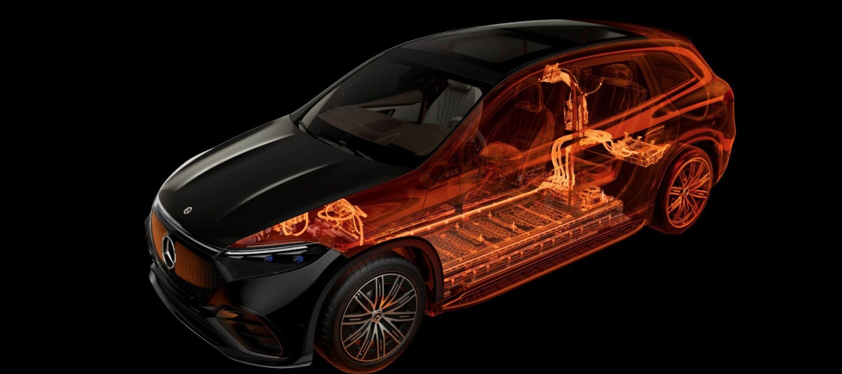 Schematic view of a glass EQS SUV.