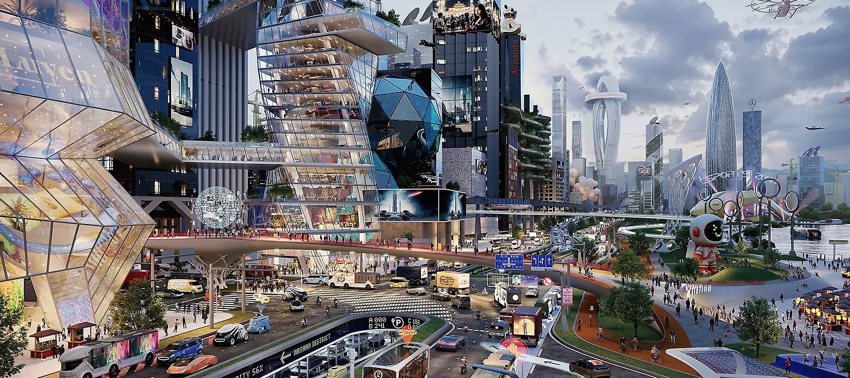 Vision of Shenzhen: Traffic managed with the help of artificial intelligence, connectivity and digital infrastructure.