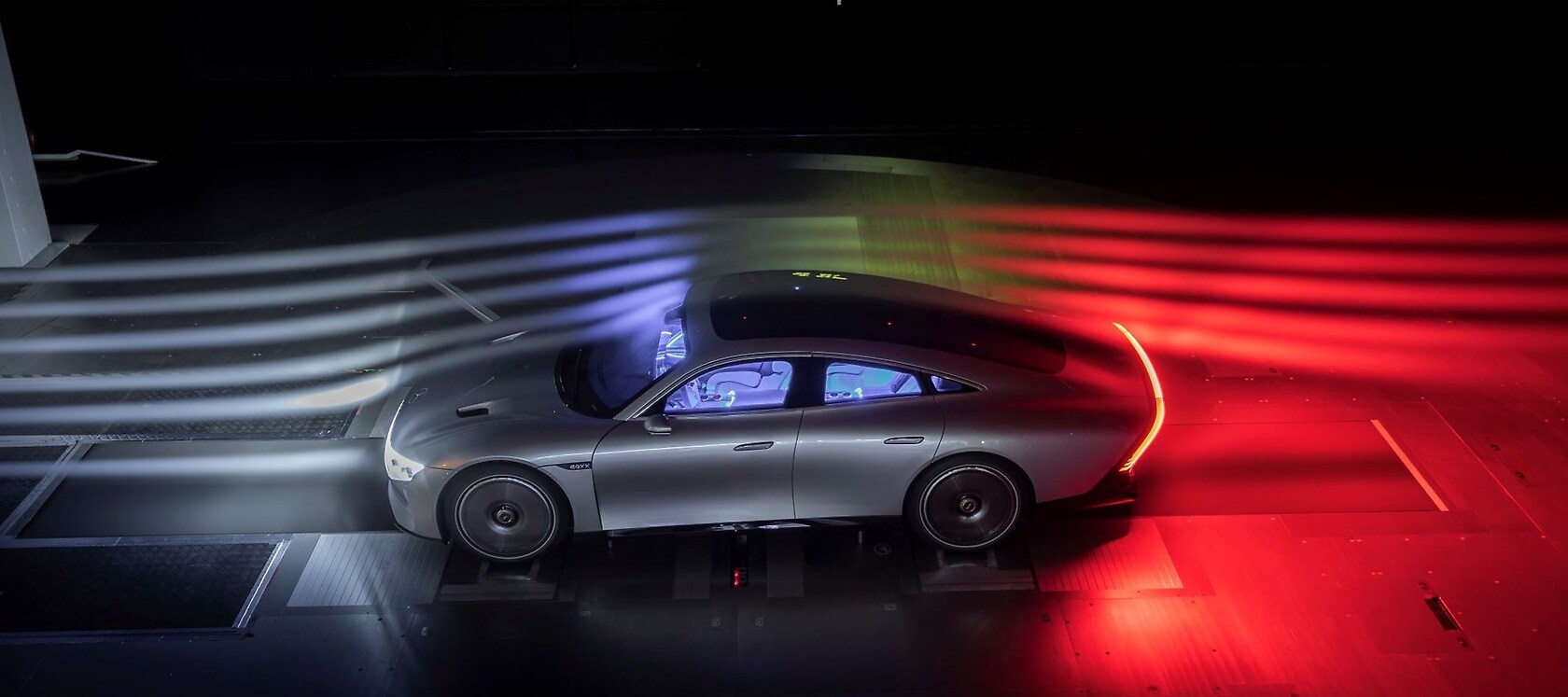 Der Mercedes-Benz VISION EQXX im Windkanal.