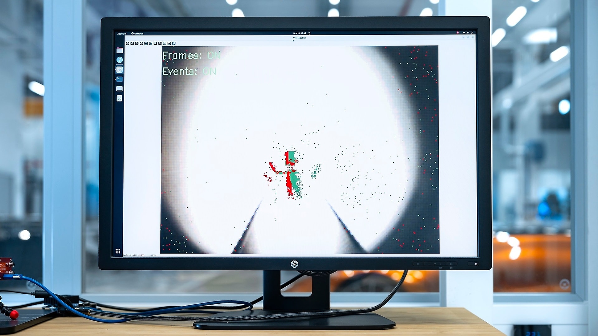 Instead of full images (frames), neuromorphic camera for interior monitoring delivers individual pixels (events – hence the name event-based camera), which is extremely fast with minimal delay. 