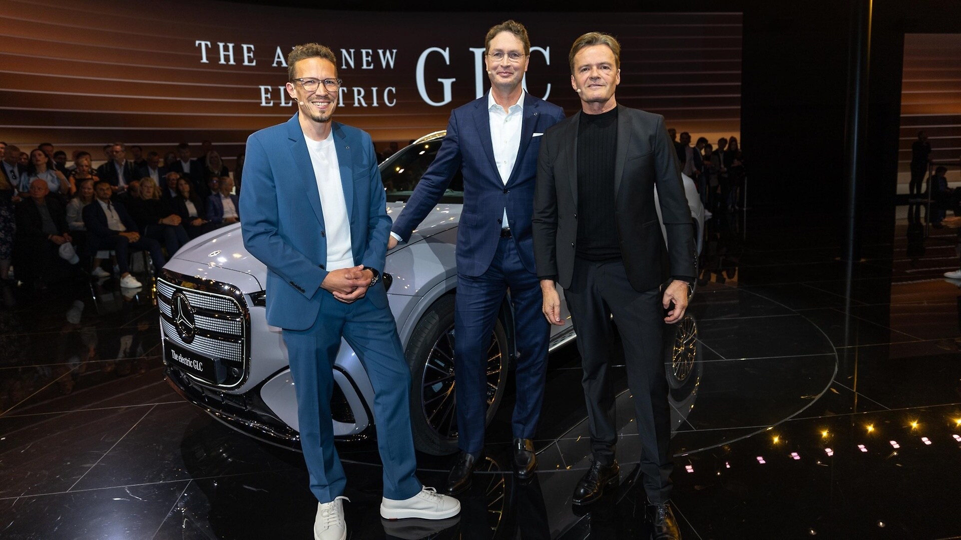 GLC-Weltpremiere in München mit Mathias Geisen, Ola Källenius und Markus Schäfer.