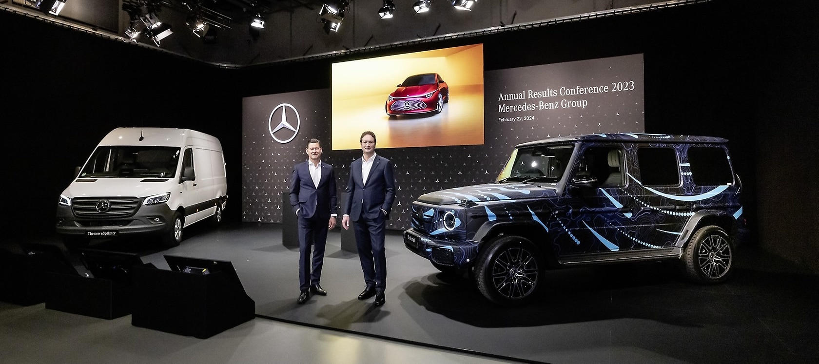 Mercedes-Benz Annual Results Conference 2023: Harald Wilhelm and Ola Källenius.