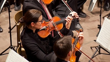 Als Violinistin und stellvertretende Konzertmeisterin im Daimler Sinfonieorchester tritt Barbara Brandstetter auf Events auf und stellt dabei ihr Talent am Bogen unter Beweis. 