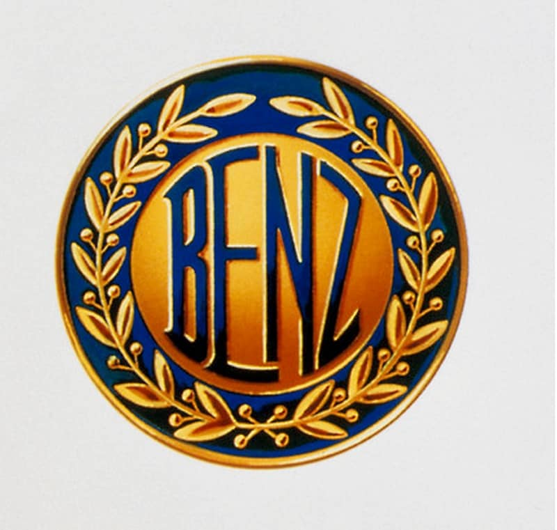 Mannheimer Siegertype: Benz-Logo mit Lorbeerkranz, angemeldet als Warenzeichen am 6. August 1909.