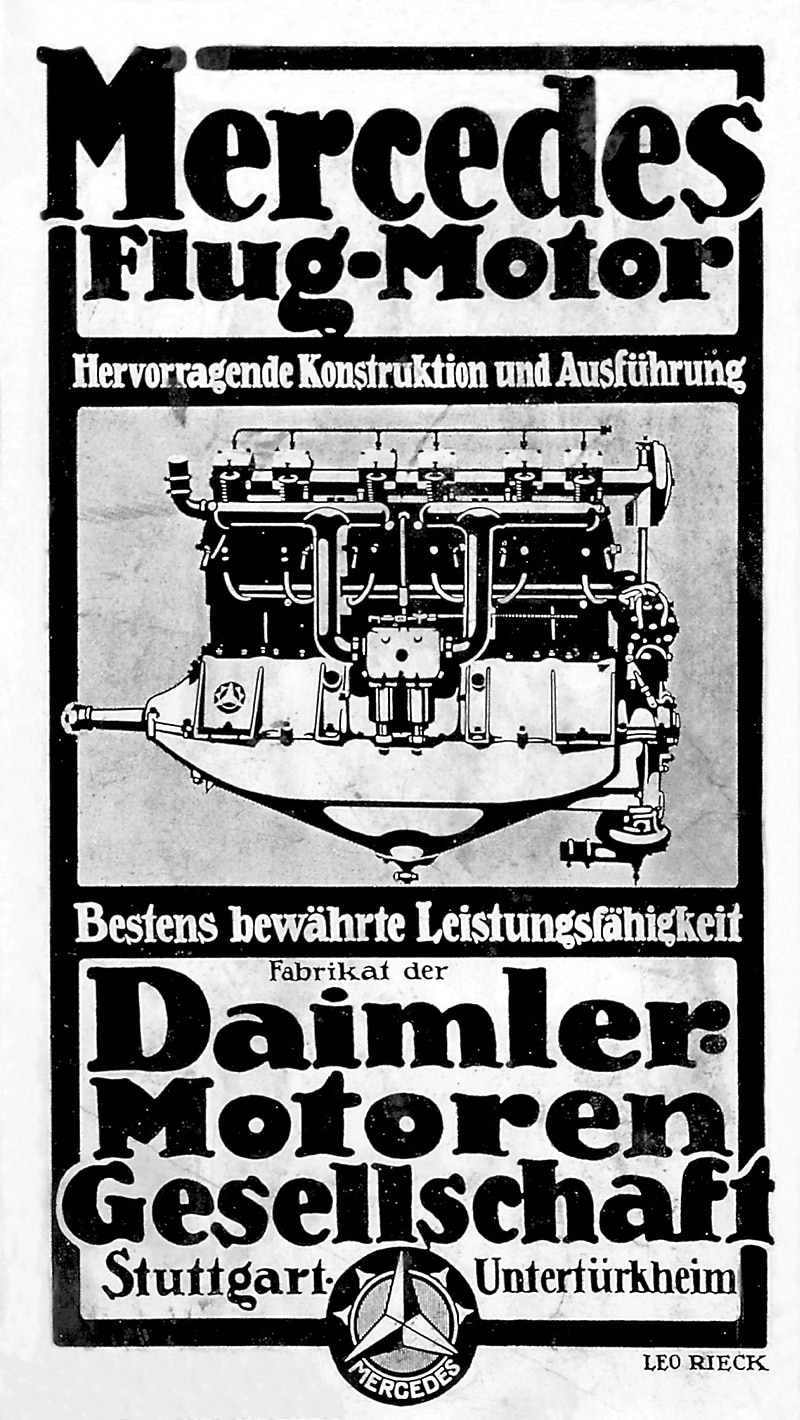 Daimler-Motoren-Gesellschaft advertisement: "aircraft engine", published in 1913.