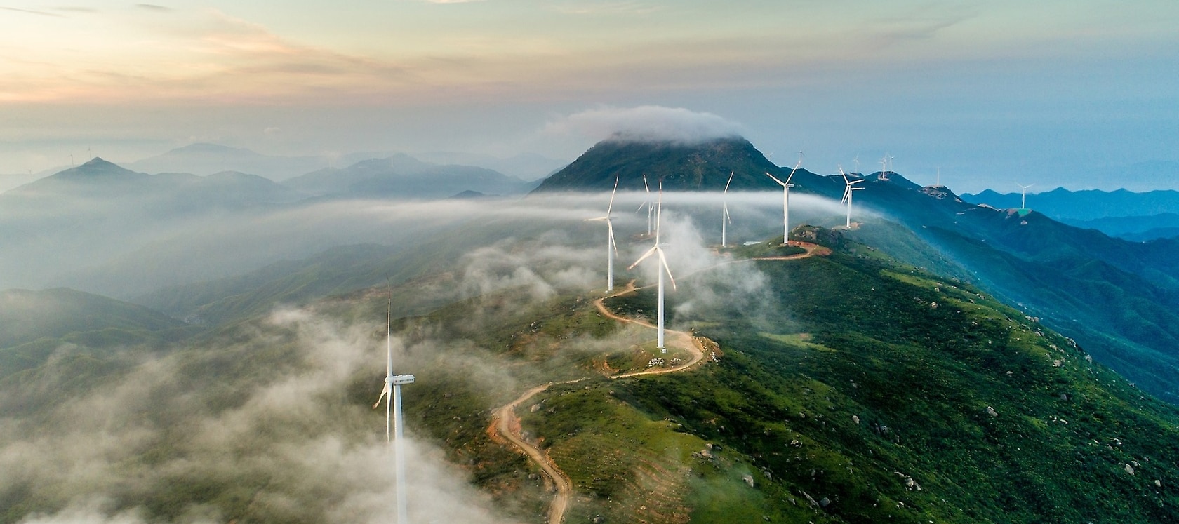 Wind turbines on a landscape.