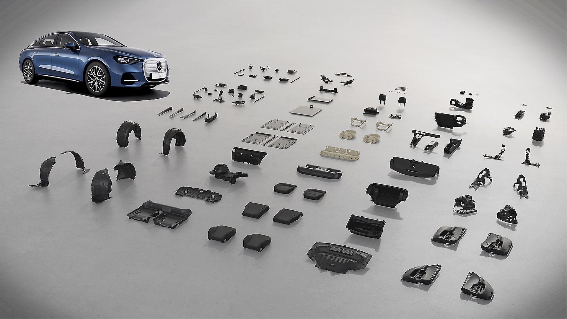 Around 300 components with recycled material content.