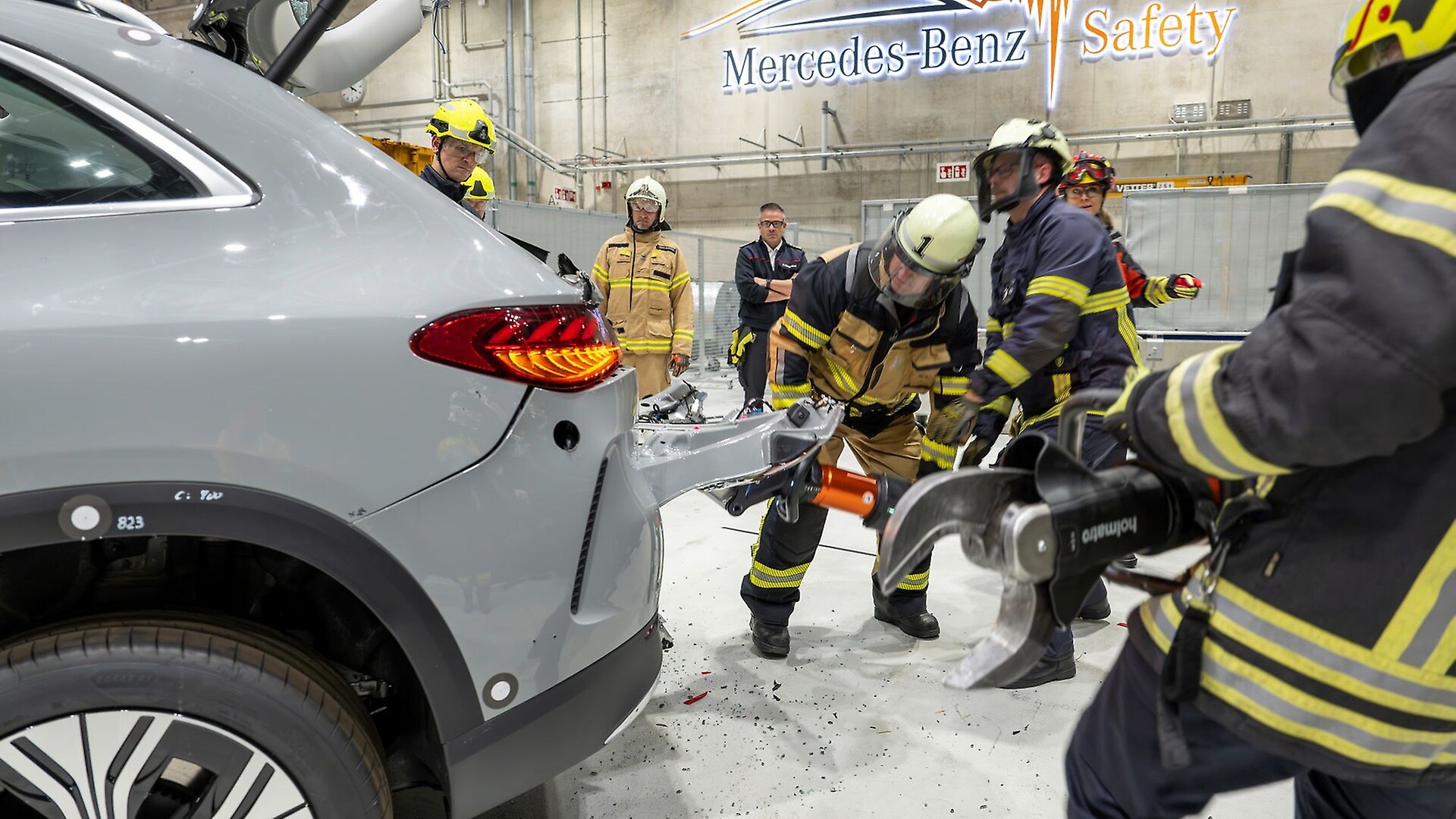 The firefighters practice together for emergencies in order to save vital minutes in such a situation.