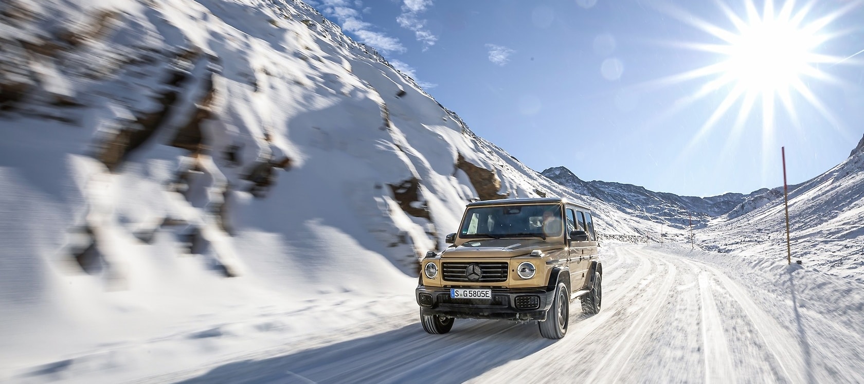 Mercedes-Benz G 580 mit EQ Technologie (Energieverbrauch kombiniert: 30,3–27,7 kWh/100 km, CO₂-Emissionen kombiniert: 0 g/km, CO₂-Klasse: A).