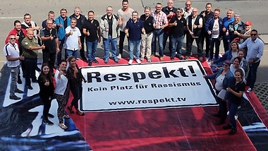 The Respect! sign is displayed inside and outside many companies, associations, and schools throughout Germany.
