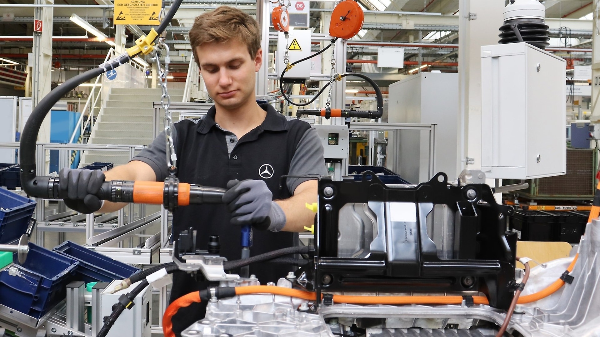 A glimpse into assembly at the Mercedes-Benz plant in Berlin .