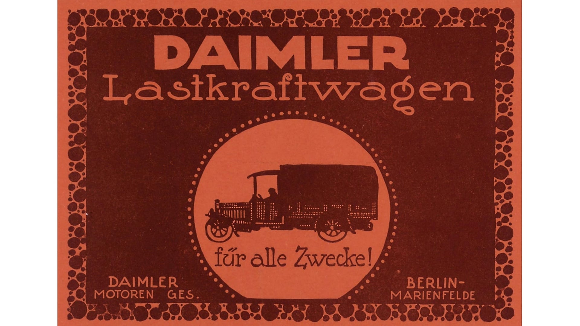 Daimler-Motoren-Gesellschaft advertisement: "Daimler trucks for all purposes!", published in 1914.