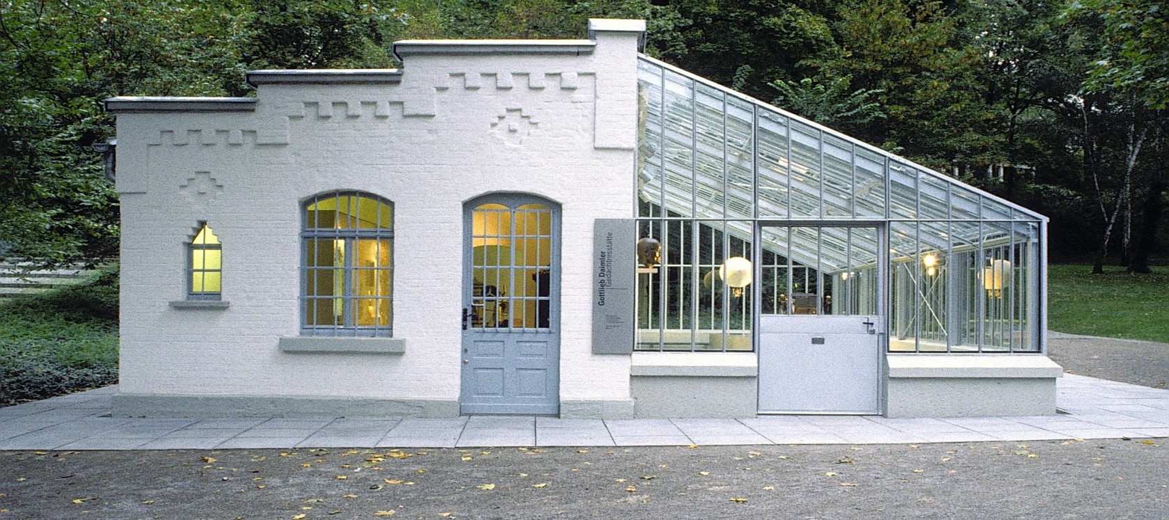 Gottlieb Daimler Memorial in Bad Cannstatt (the reconstructed workshop of Gottlieb Daimler). Here the world's first lightweight high-speed vehicle engine was created. In 1984 the garden house was restored and made accessible to the public.