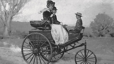 Bertha Benz macht die erste Fernfahrt mit einem Automobil im August 1888. 